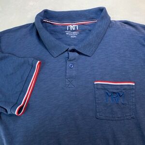 MRM Mister‎ Marcel Paris France Blue Short Sleeve Polo Shirt XXXL Cotton (Flaw)